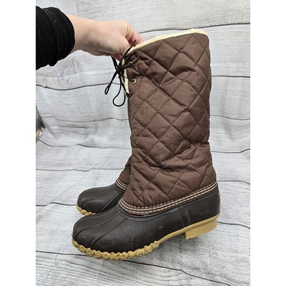 LL Bean Shearling Lined Snow Duck Boots Quilted size 8m - Picture 1 of 8